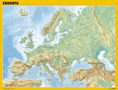 Euroopa füüsiline seinakaart Regio kollase servaga