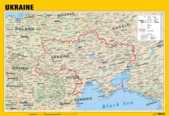 Ukraina seinakaart Regio. Kollase servaga